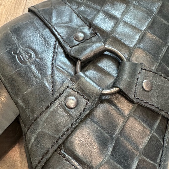 Born Lewis black croc embossed leather double buckle heeled boots - Picture 6 of 15